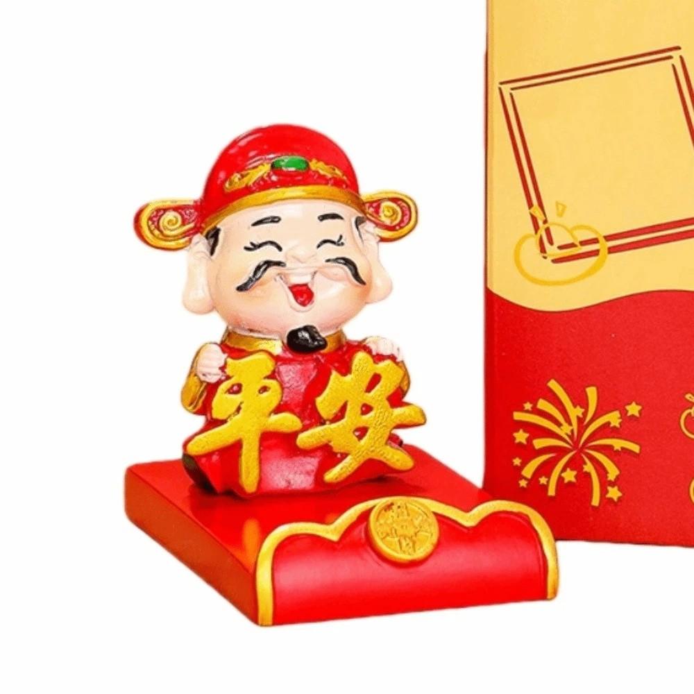 Festival Decorative Statue Chinese Wealth God Ornament Resin Mobile Phone Stand  New Year Gift