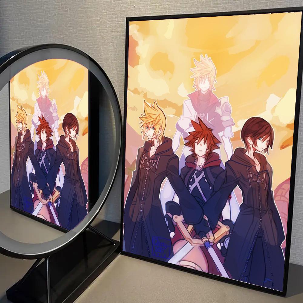 1pc Nordic Kingdom Hearts Anime Poster Self-adhesive Art Waterproof Paper Sticker Coffee House Bar Room Wall Decor