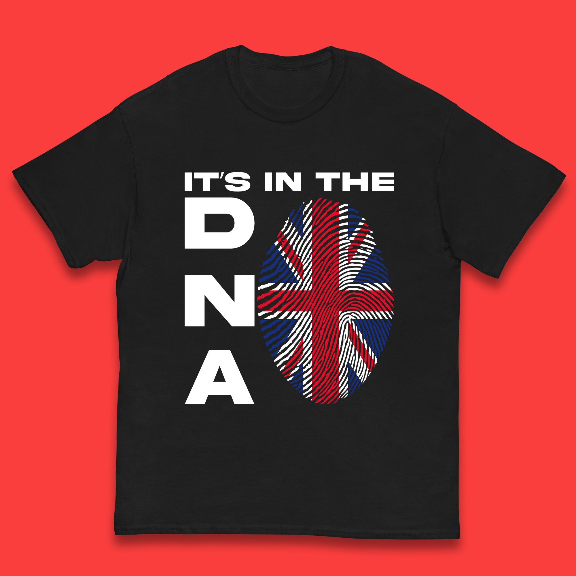It s In My DNA Uk Union Jack Flag Fingerprint United Kingdom London Souvenirs British Flag Kids T Shirt 110