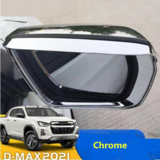 Chrome Rearview Mirror Rain Eyebrow Cover Trim For Isuzu D-Max Dmax 2021-2024