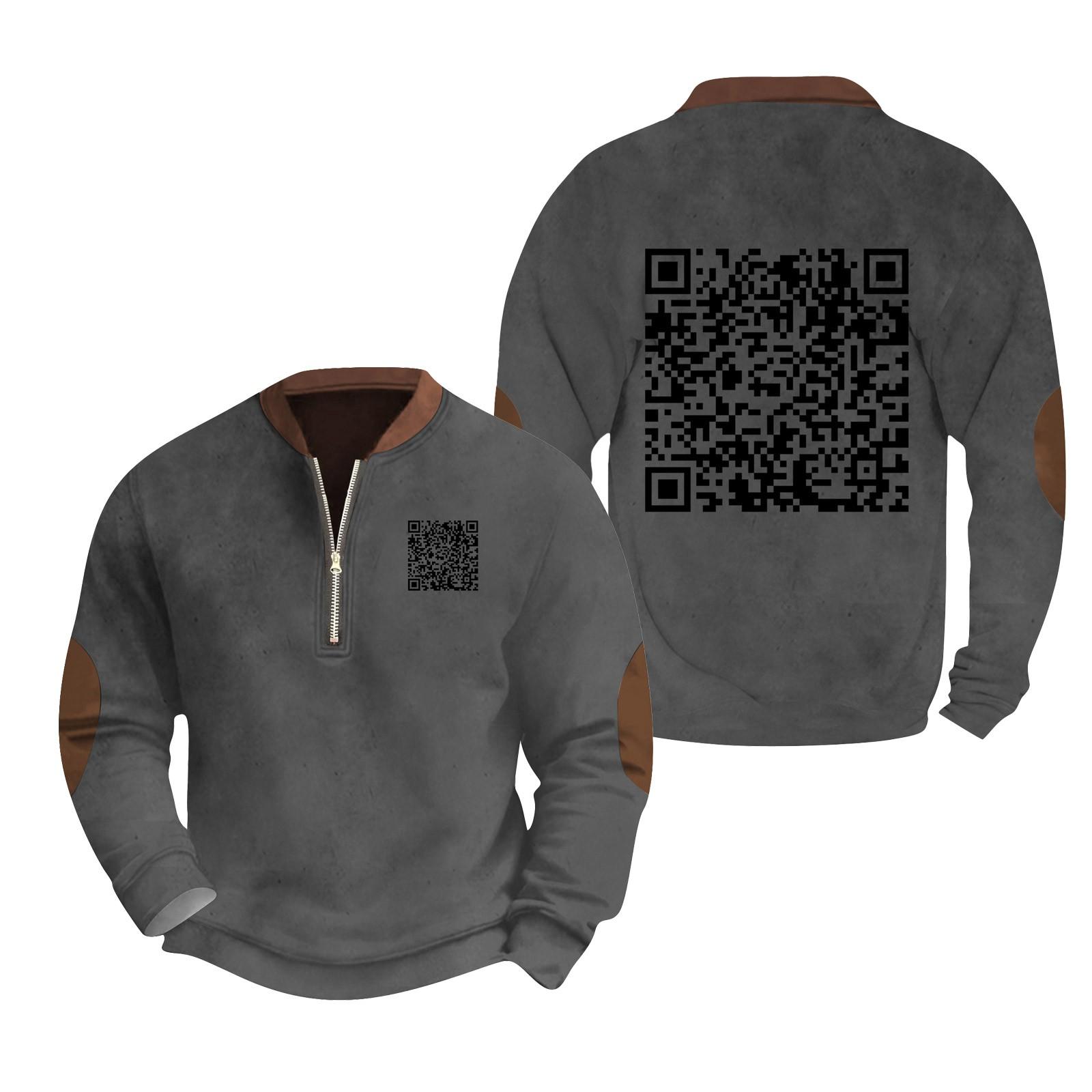 

Мужская модная повседневная толстовка с капюшоном, свободным длинным рукавом и воротником-молнией с забавным принтом L