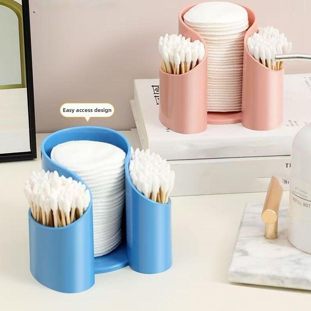 2in1 Cotton Swab Storage Box Dustproof Cosmetic Pad Storage Box  Bathroom Use