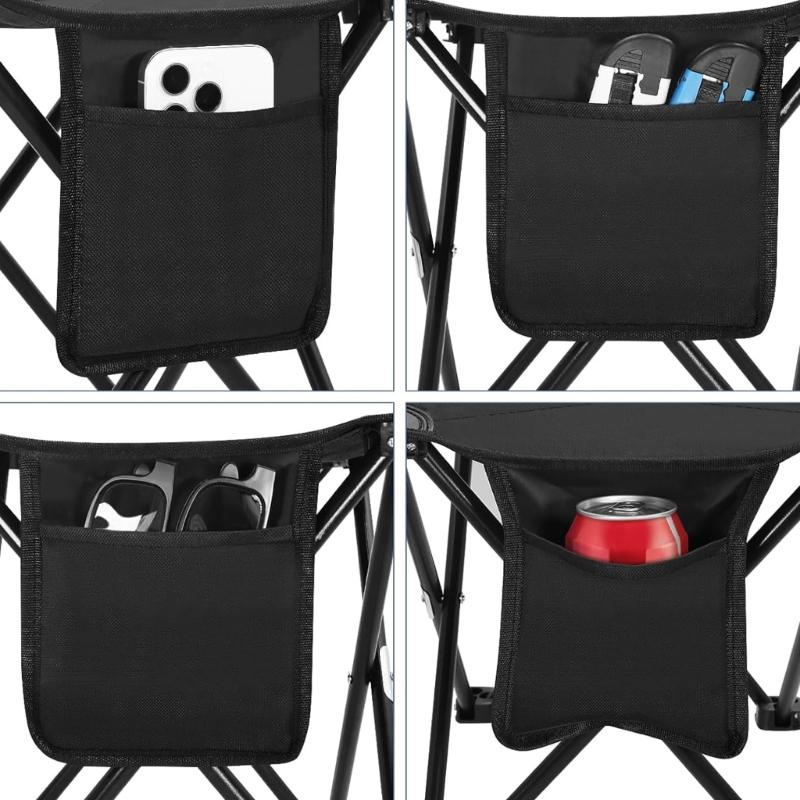 Rapid Fold Portable Stool Large Seat Water Resistant Texture Integrated Side Pocket Small for Backpacking Trip