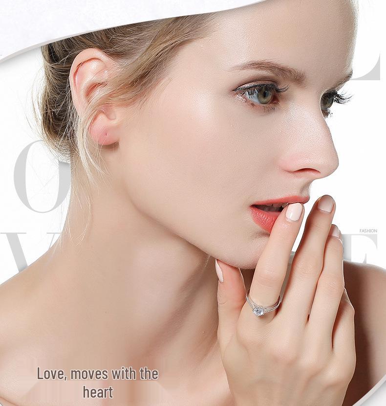 S925 Sterling Silver Romantic Simulated Diamond Open Band Ring for Women - Elegant Gift for Girlfriend.