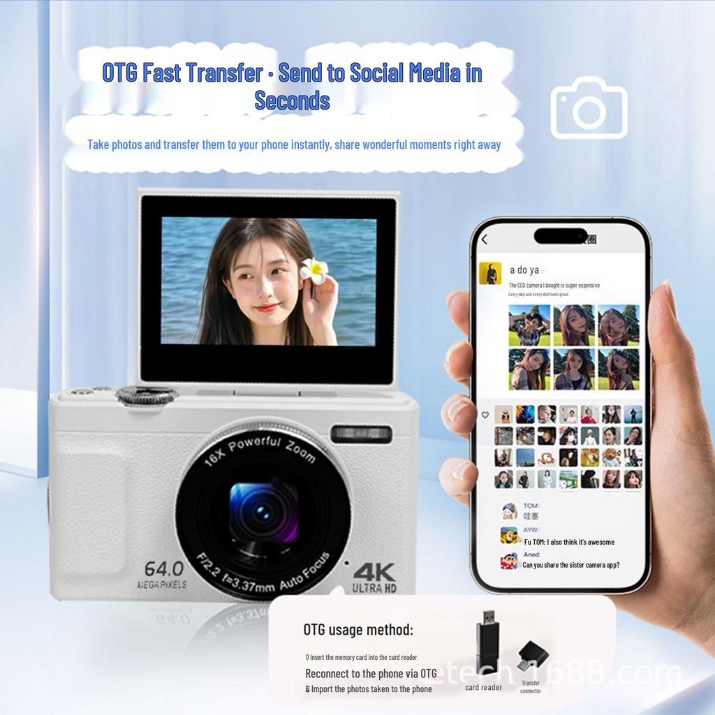 HD Retro Mirrorless CCD Flip Screen Camera for Students & Vloggers