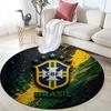 Brazil National Football Team2 Round Area Rug,Carpet Rug for Living Room Bedroom Sofa Playroom Decor,Non-slip Floor Mat