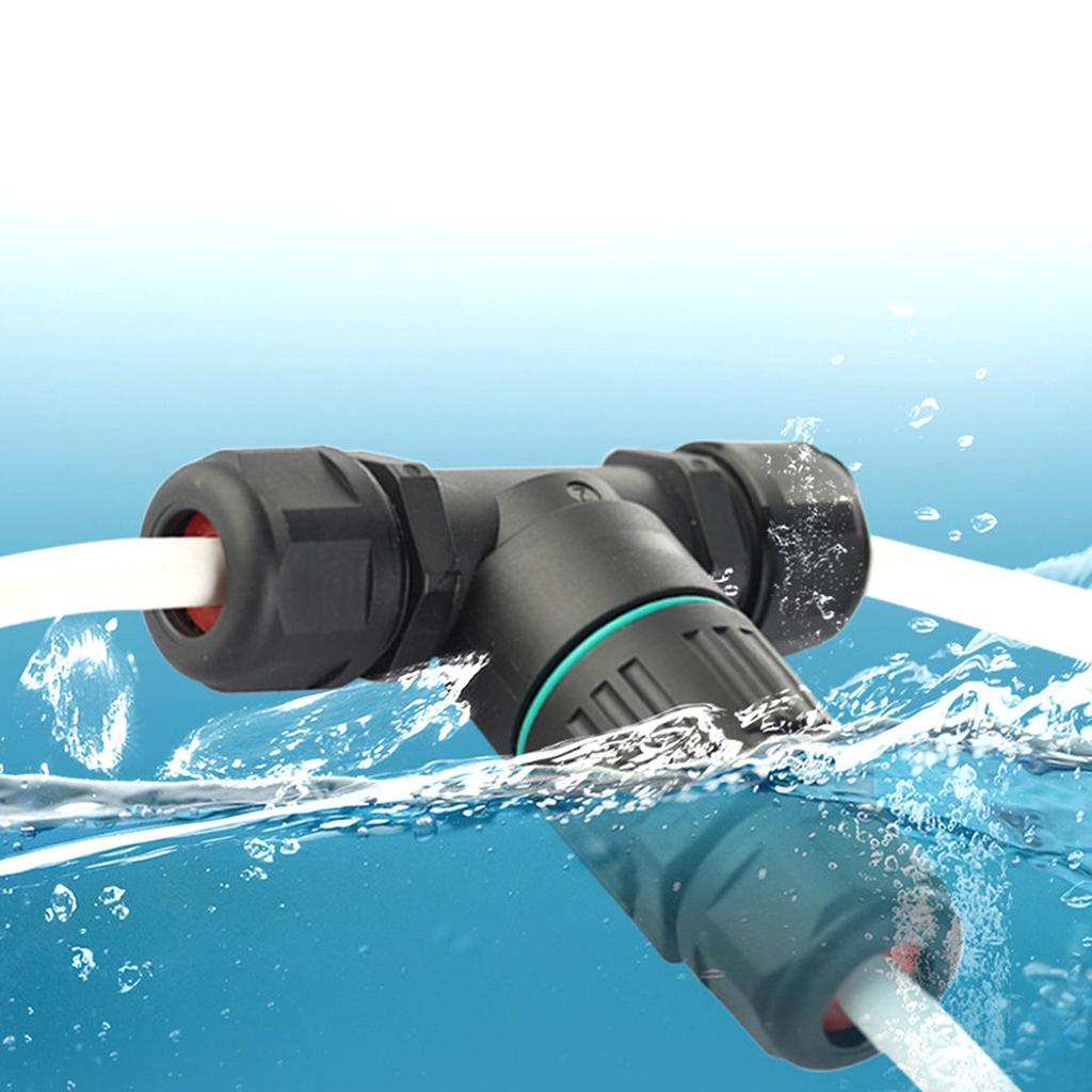 3Pcs IP68 Waterproof Connector Electrical Cable 3 Way T Shape Outdoor Industrial Accessories