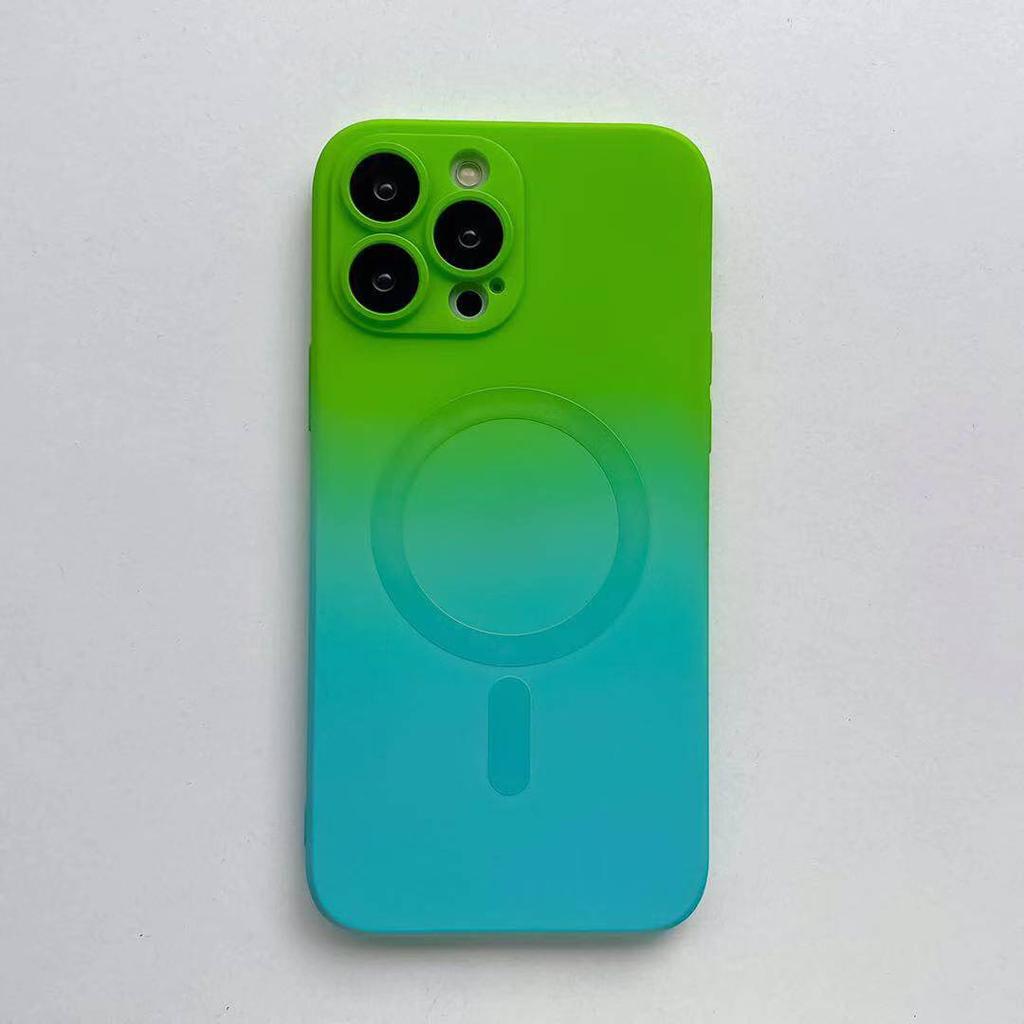 Dual Color Gradient Silicone For Magsafe Wireless Charging Case For Iphone 14 12 13 Pro Max 14 Plus With Camera Protective Film