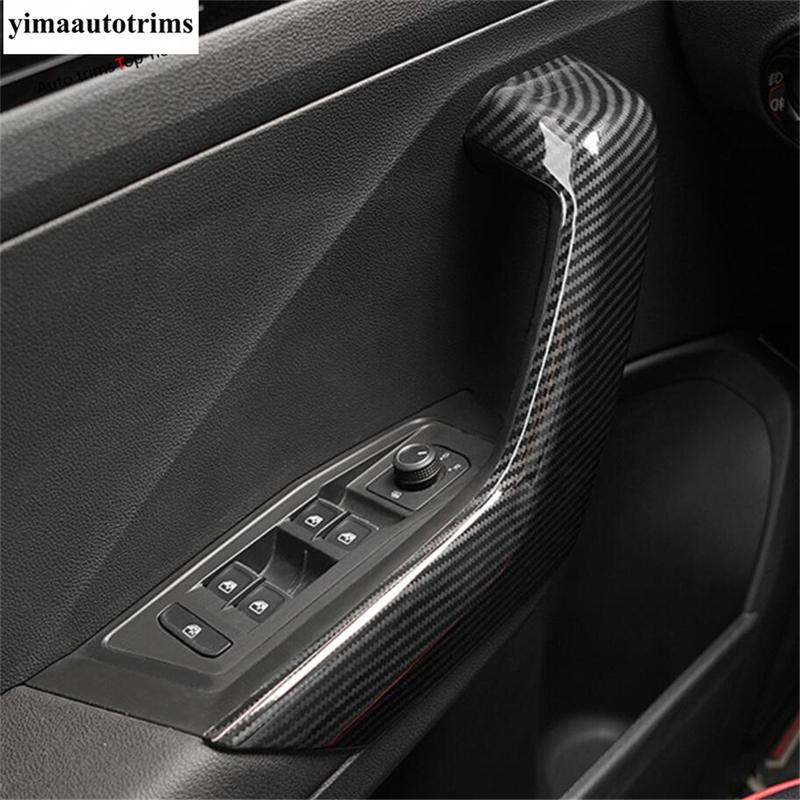Car Inner Door Armrest Handle Molding Strip Cover Trim Carbon Fiber Interior Accessories For Volkswagen T-Roc T Roc 2018 - 2025