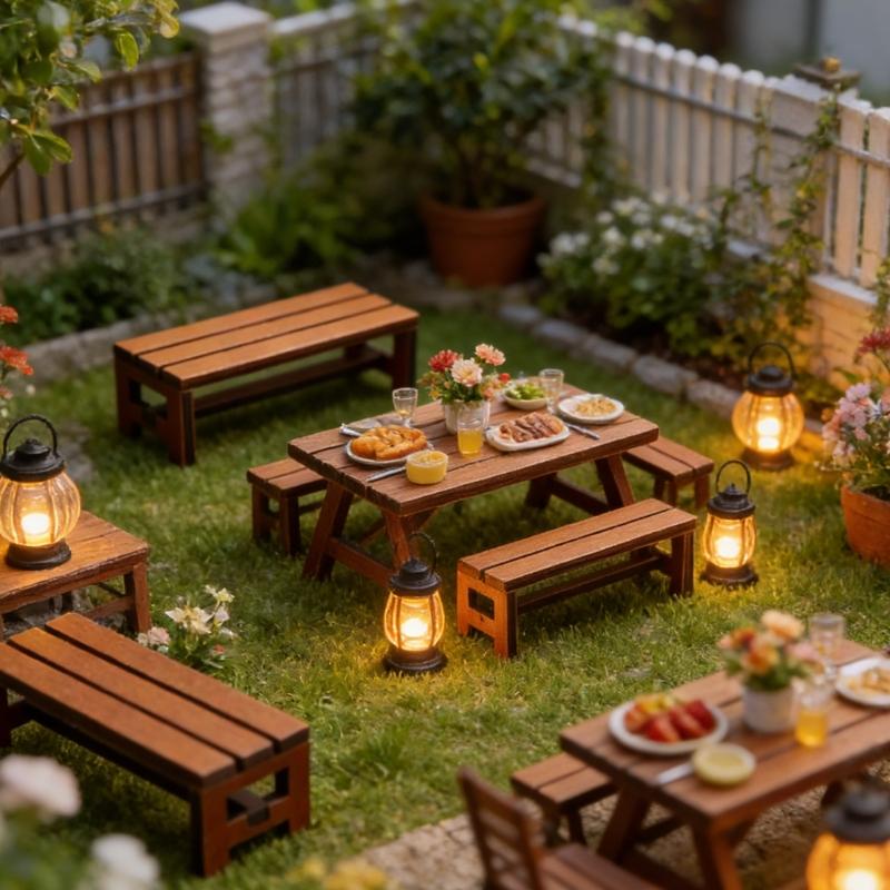Wood Mini Benches Dollhouses Furniture Accessory Outdoor Use Safe for Children