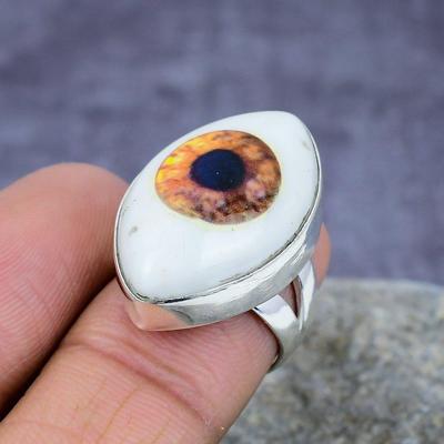 White Evil Eye Gemstone Handmade 925 Sterling Silver Ring Jewelry For Her