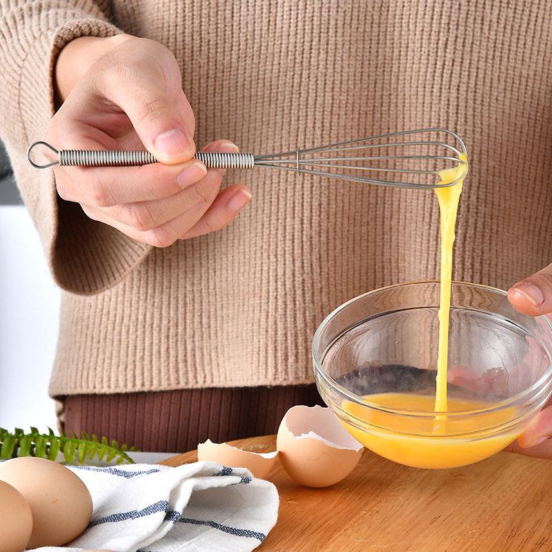 430 Stainless Steel Mini Whisk with Spring Handle - Small Egg Beater and Cream Whipper.