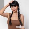 Halloween Cosplay Wig Long Black Bangs Double Braids Anime Costume Women