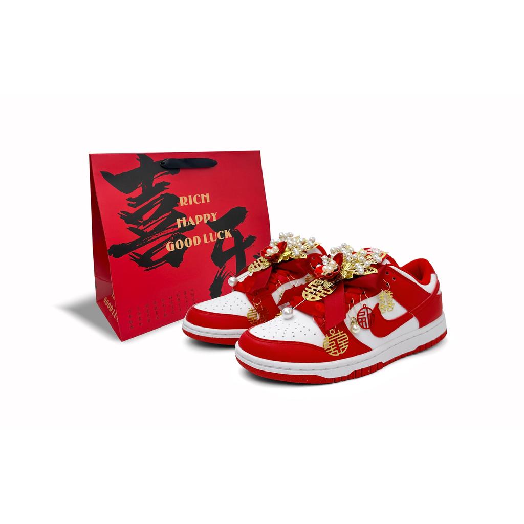 Nike Dunk Low top Skateboard Shoes Women's Red White FB9109-119(Team11-BOX)