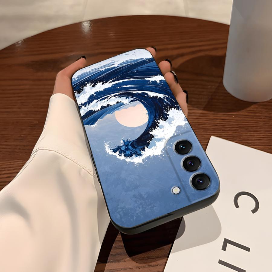 Case for Samsung Galaxy S26 Ultra S23 S25 Plus S20 Ultra S24 S21 FE S10 S9 Note 20 8 9 10 Funda Phone Cover Cartoon Wave