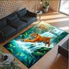 Leopard Theme Crystal Velvet Floor Rug Personalized Custom Name Text Warm Carpet Home Decoration