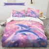 Kreslené Barevné Delfíní Vzor Povlečení Domácí Dekorace Narozeninový Dárek (1 * povlak na peřinu + 2 * povlak na polštář, bez jádra)