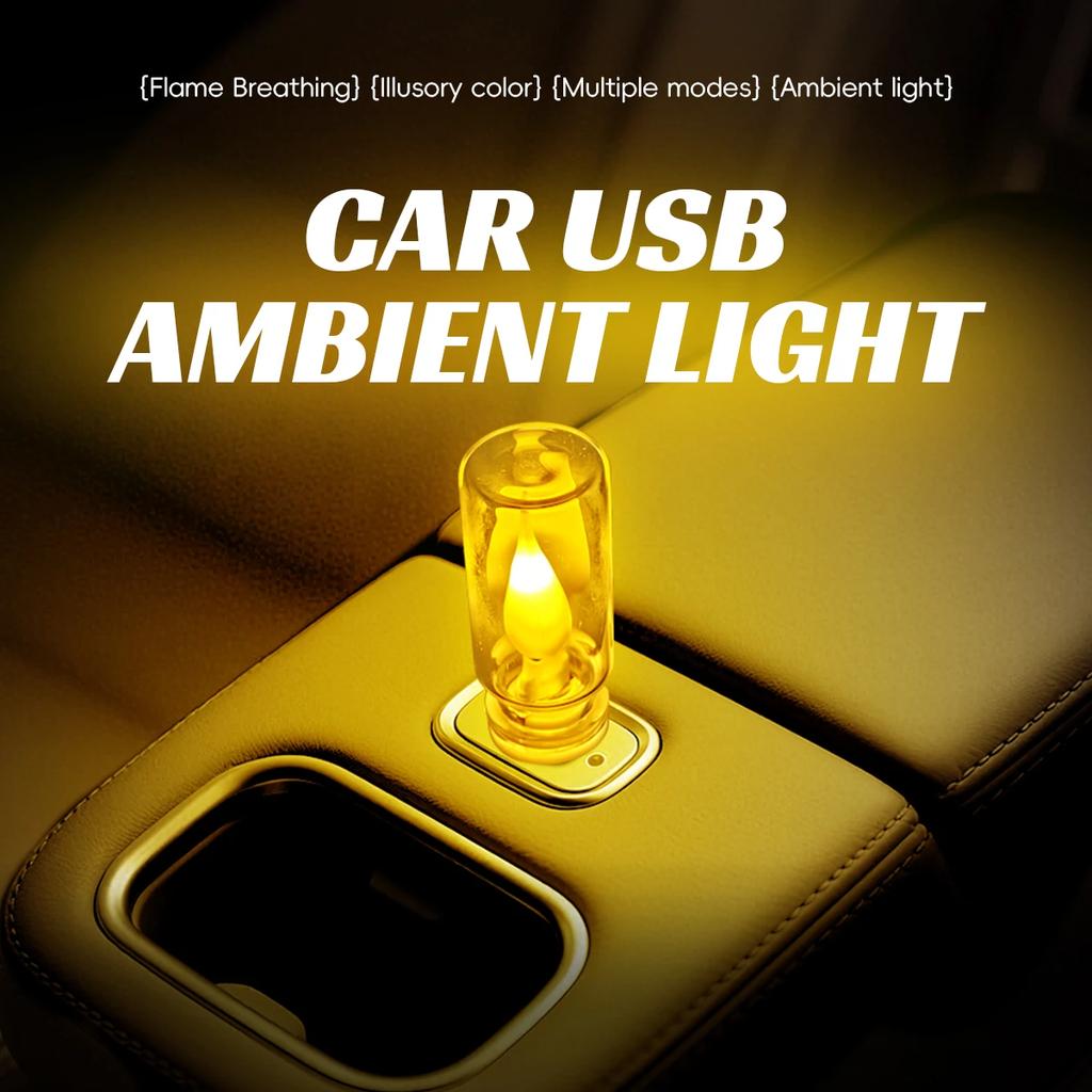 1x Car USB LED Rainbow Color 5V Retro LED Bulbs RGB Night Light Yellow Candle style Camping Incandescent Decorative LED Lighting
