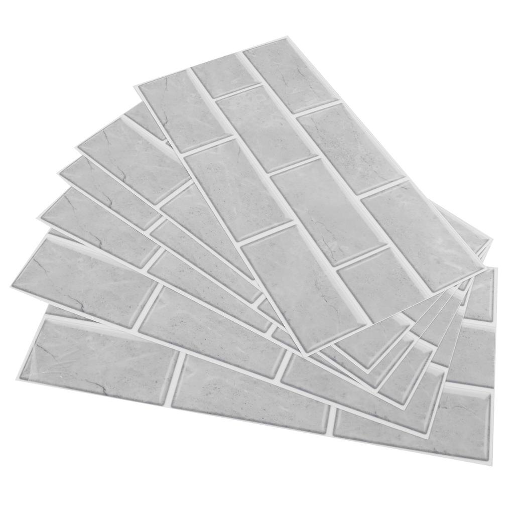 6pcs Gray Tile Pattern Wall Decal Waterproof SelfAdhesive Wall Sticker for Home Kitchen