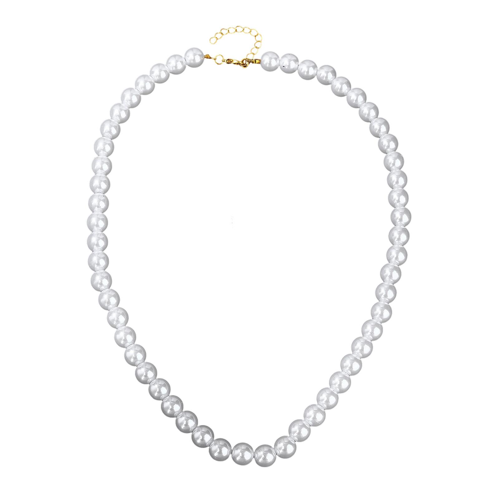

10mm White Simulated Pearl Necklace Elegant Jewelry For Women Formal Events Eco Friendly Material Lightweight Design белый