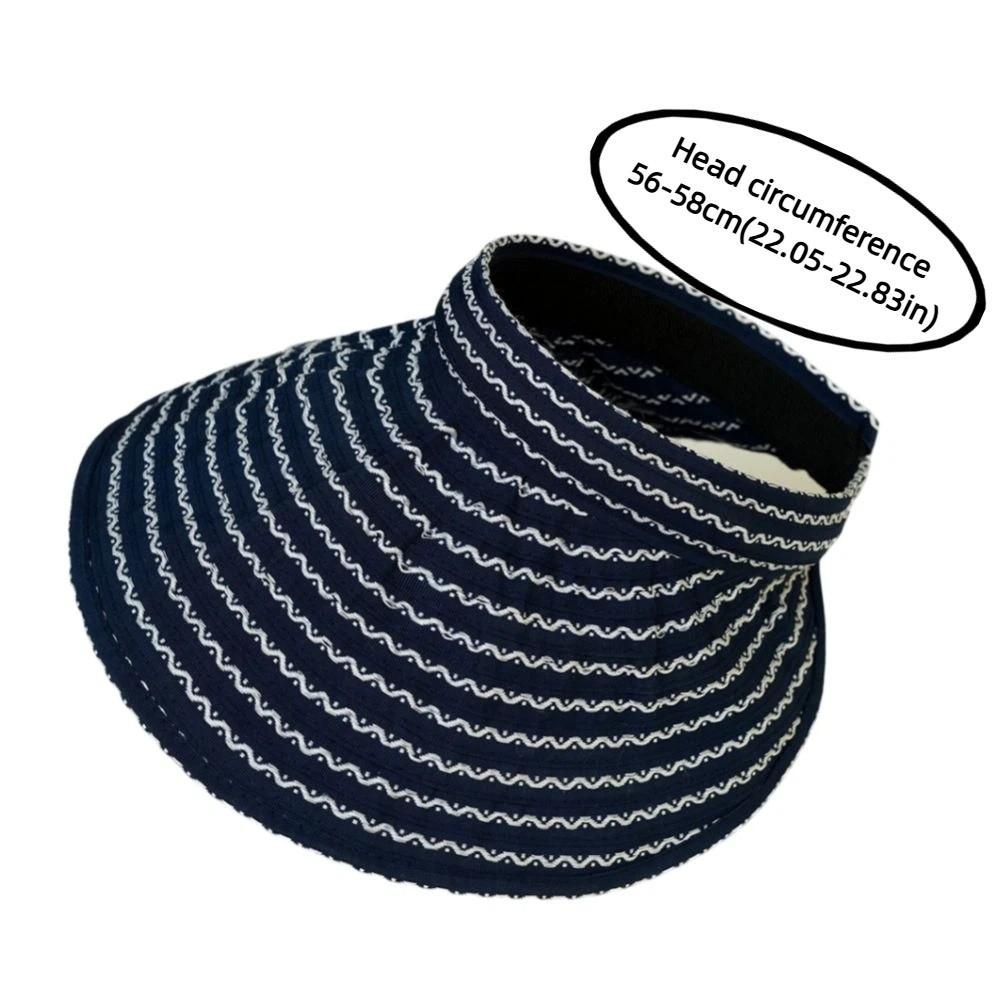 Folding Headband Sun Visor Hat Wide Brim Bucket Hat Trendy Women's Stripe Sun Hat Summer Outdoor