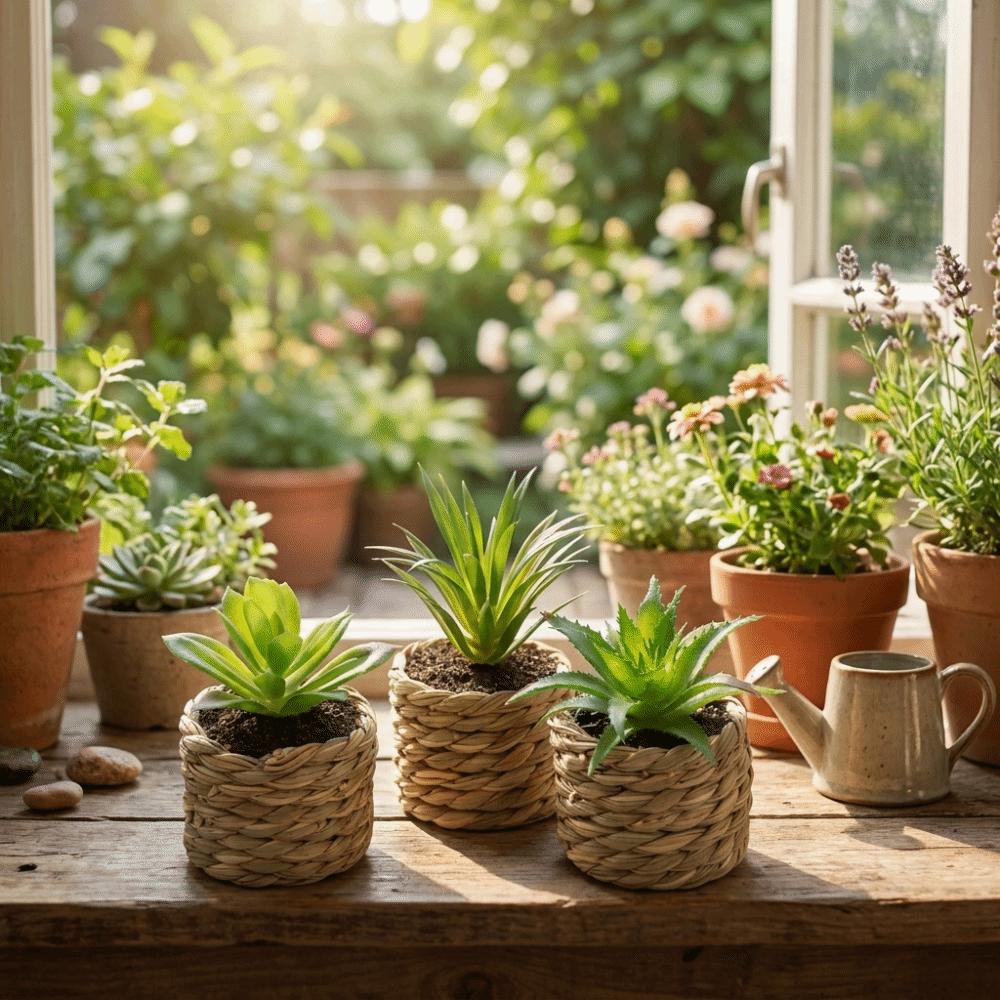 Fake Simulation Potted Plants Mini Doll House Decoration Artificial Plants  Tabletop Decor