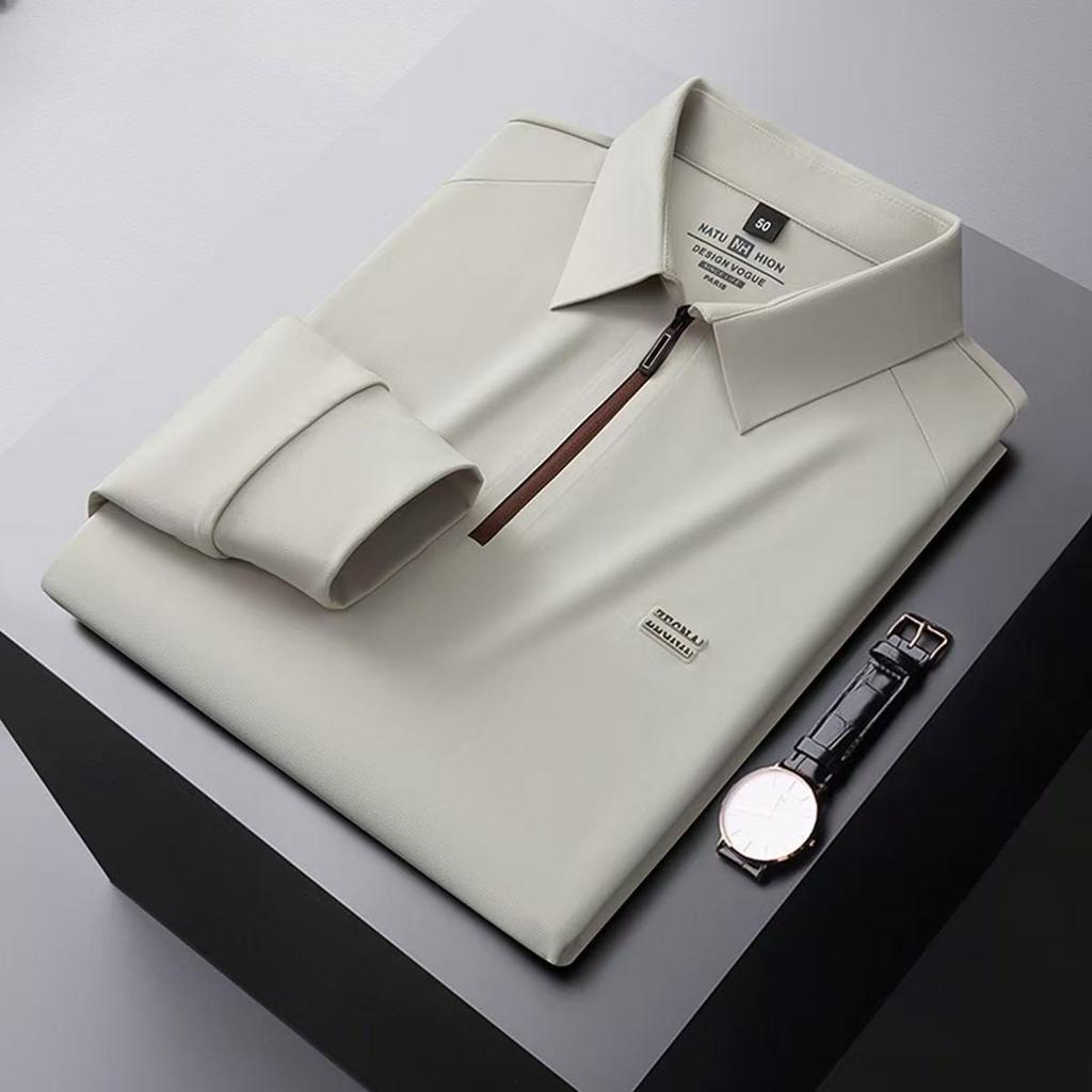 TrendHub Men's Autumn Winter Half-zip Seamless T-shirt  Men's Solid Color All-match