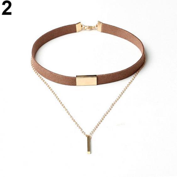 קוריאה הדרומית קטיפה רב-שכבתי שרשרת תליונים שרשרת צ'וקר שרשרת ארוכה