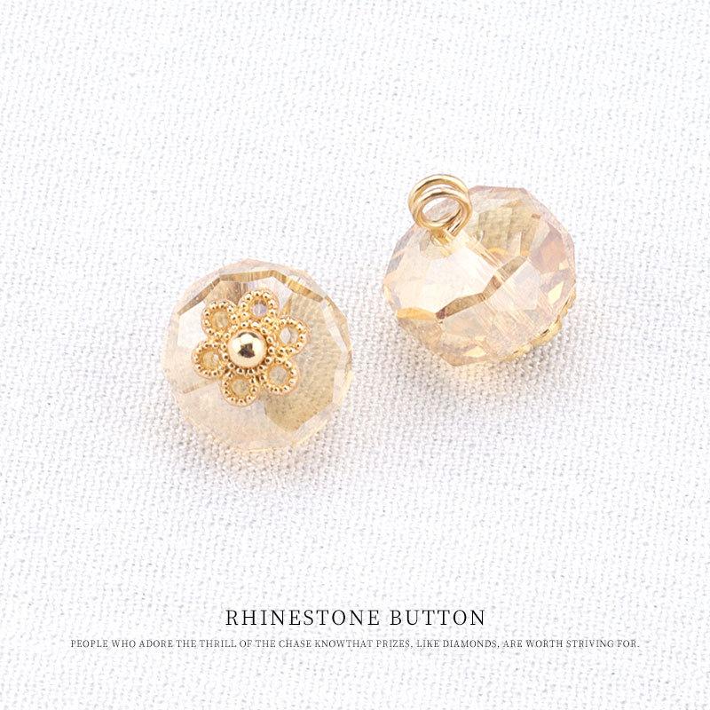 5pcs Cut Face Flower Tray Crystal Button Women'S Shirt Cardigan Children'S Buttons Cheongsam Hanfu Tang Style Button Accessories