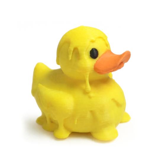3D Printed Melting Yellow Duck Figurine Cute Funny Desktop Decor Bright Yellow Mini