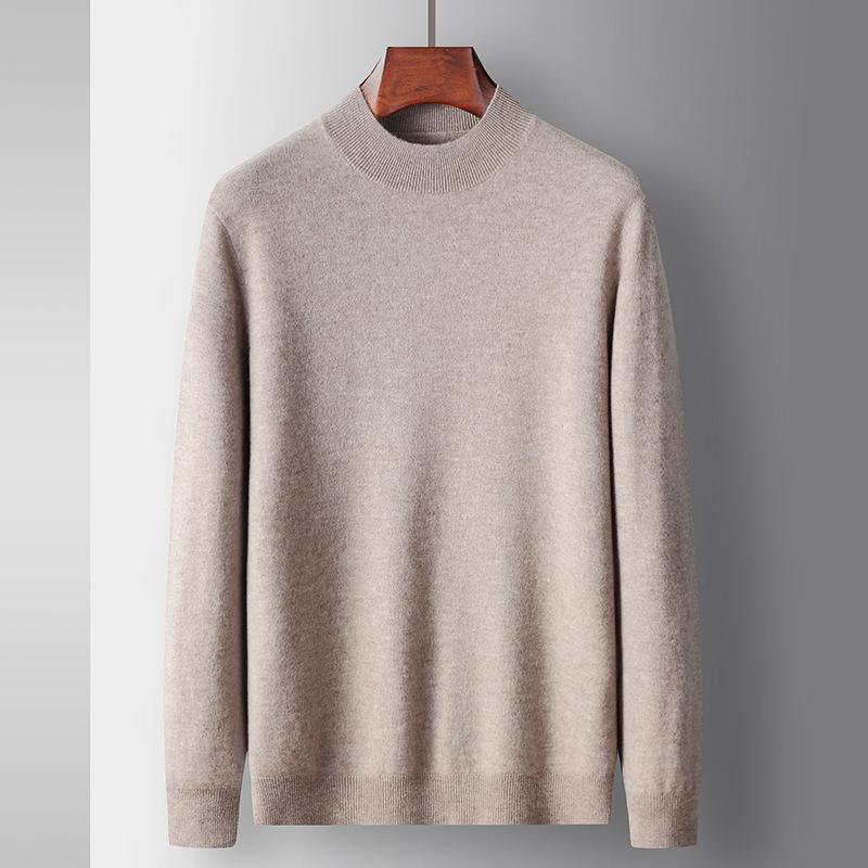 100% Pure Wool Autumn and Winter Men's Medium Neck Wool with Medium Thickness Merino Sweater