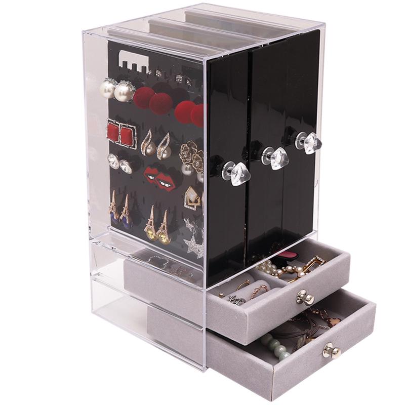 Dustproof Transparent Jewelry Display Stand - Desktop Earring and Necklace Storage Box