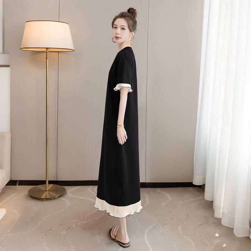 Women's Casual Round Neck Short Sleeve Midi Dress