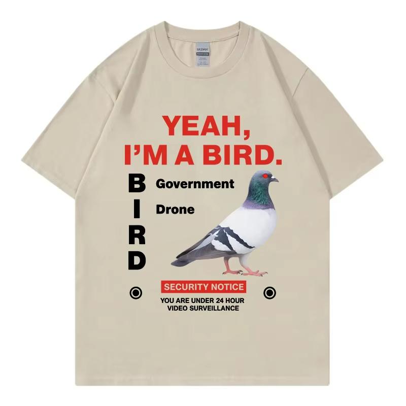 Government Funny Pigeon Graphic T Shirts High Street Fashion Trend Short Sleeve T-shirts Men Women Clothing Loose T-shirt