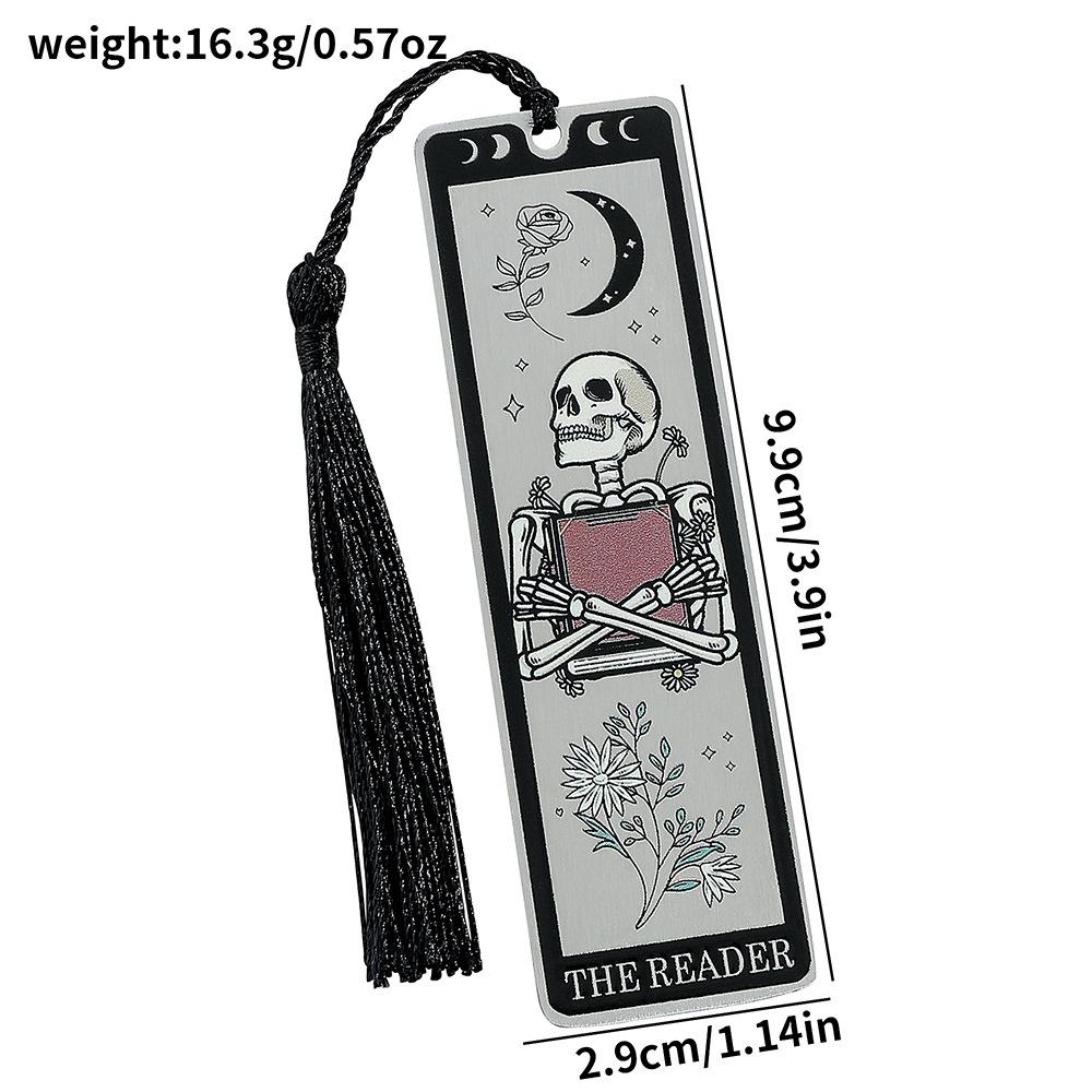 Colorful Skeleton The Reader Stainless Steel Tassel Bookmark, a Birthday and Christmas Reading Gift for Book Fans, Lovers, and F
