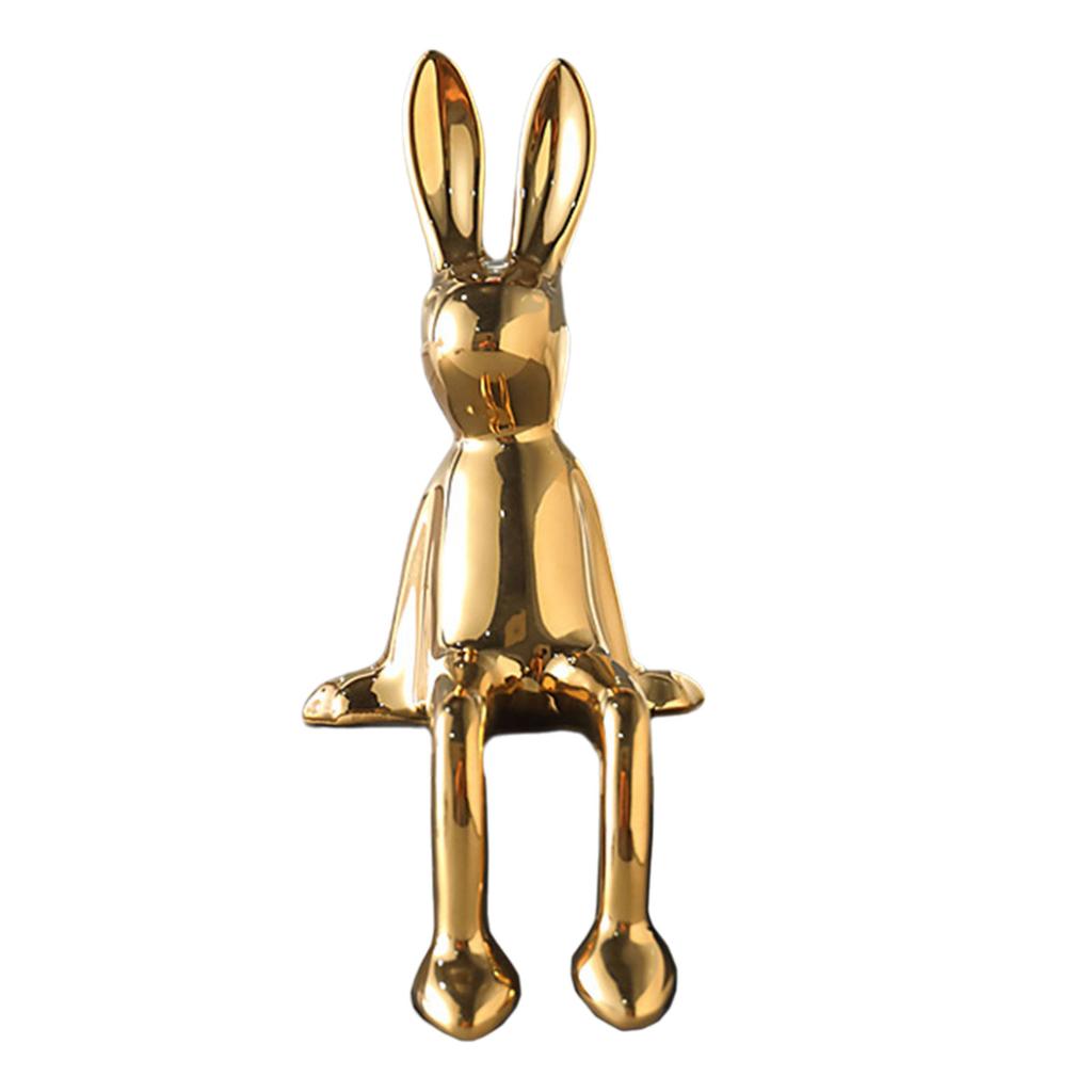 Color Ceramic Bunny Figurine Statue Decorative Animal Sculpture for Bookshelf Living Room and Bedroom