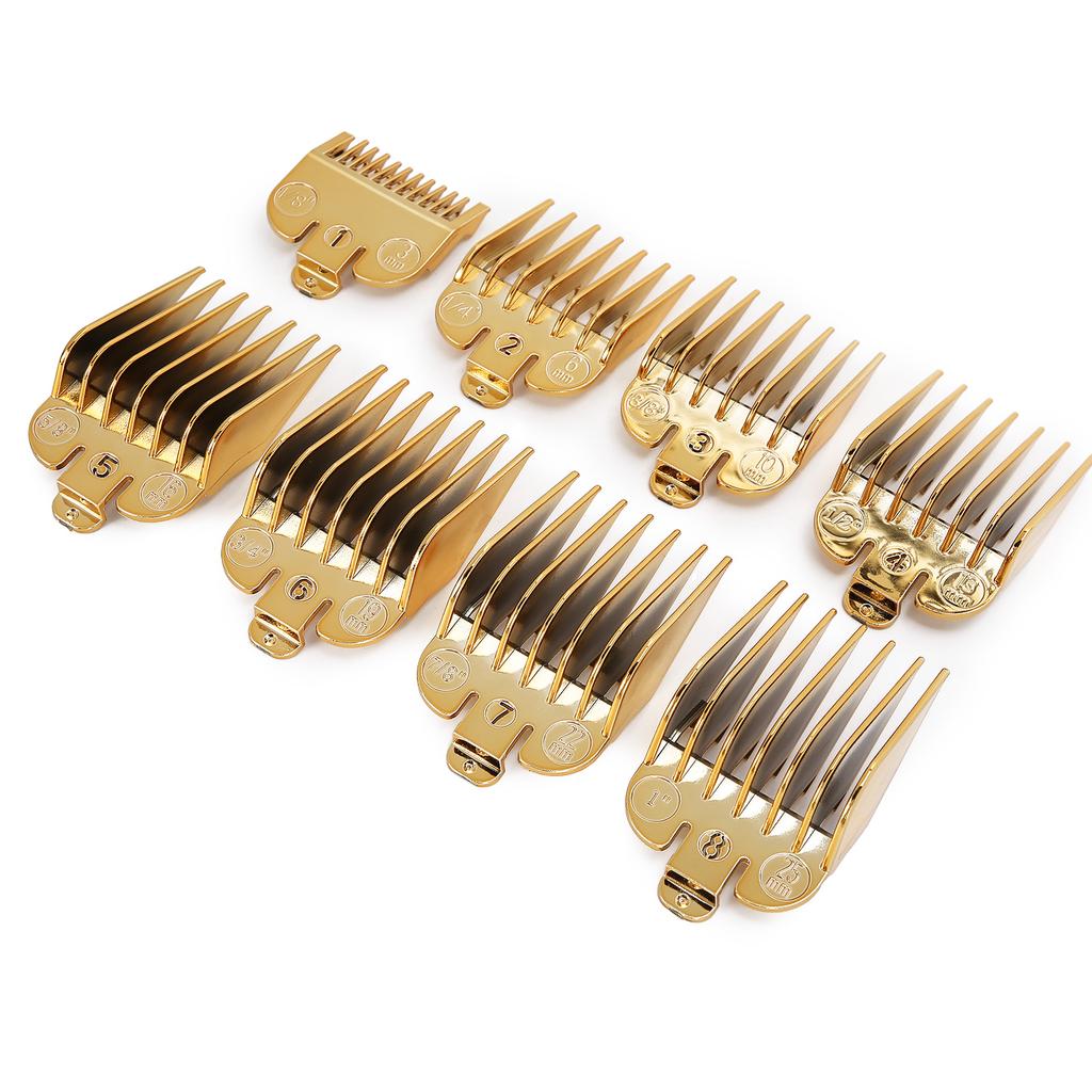 8pcs Haircut Limit Comb Positioning Comb Replacement Guide Comb Set for Hair Clipper Gold