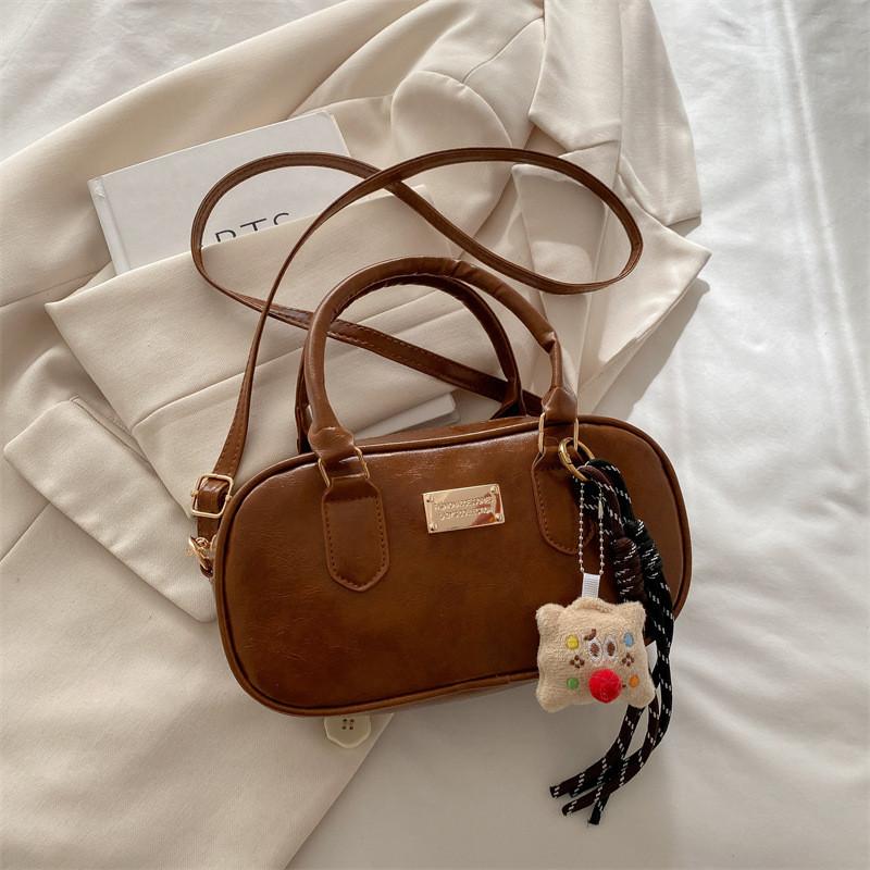 Small Vintage Crossbody Square Bag Handbag With Pendant For Girl Use Daily