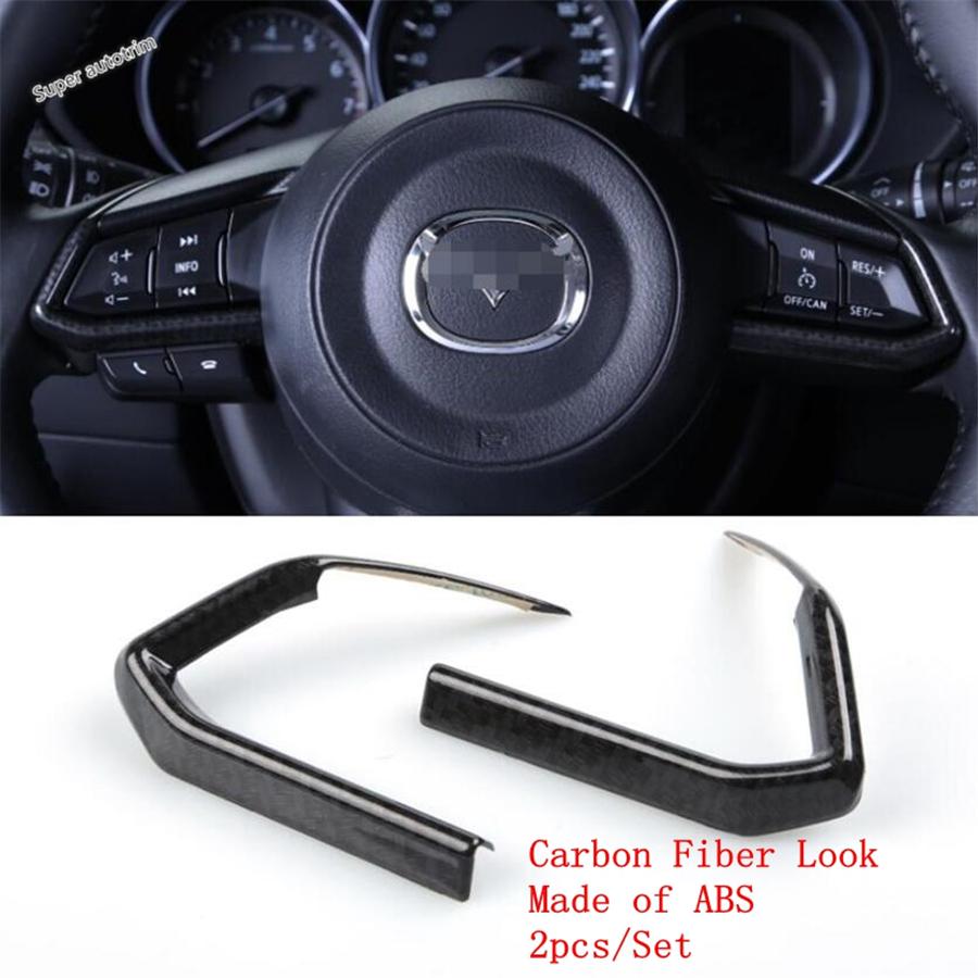 Steering Wheel / Gear Shift Panel / Water Cup Holder Cover Trim For Mazda CX-3 CX3 2016 - 2024 Carbon Fiber Accessories Interior