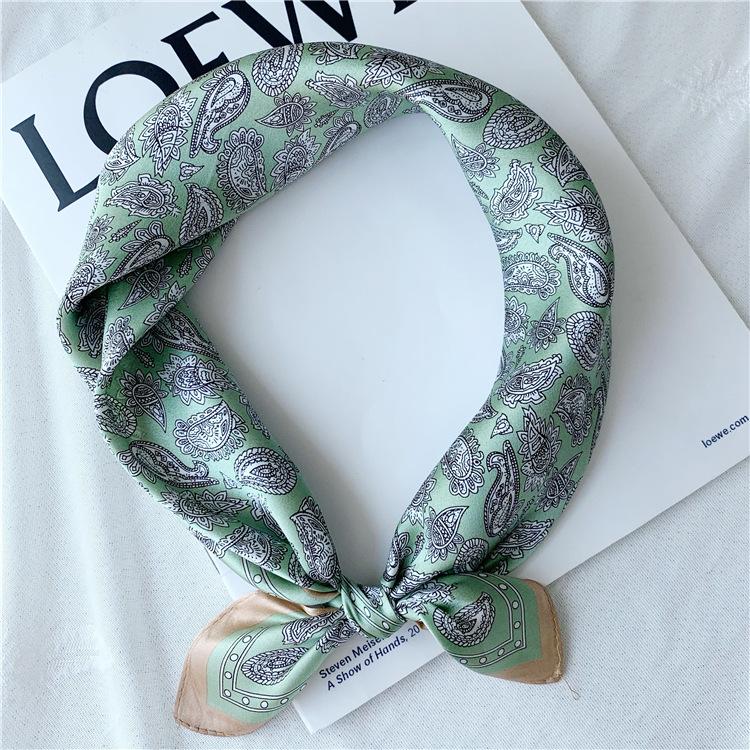 53*53 см квадратный шелковый шарф женский модный принт маленький шейный платок офисный — фото 8