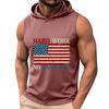 Men's Sleeveless Hoodie Tank Top Casual Muscle Shirt with American Flag Graphic Print Hard Work No Handouts Design for Summer