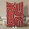 Coperta in Flanella Geometrica Astratta Rossa Morbida Calda Minimalista Moderna per Divano Letto Viaggio Campeggio Decorazione Casa Regalo