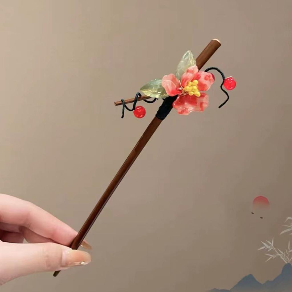 Sandeltre Blomst Hårnåler Kinesisk Stil Hårpinner Retro Hanfu Hårtilbehør Fe Cheongsam Hårknute Smykker Tiara
