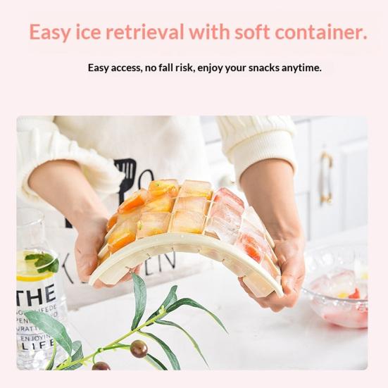 Ice Cube Tray with Lid 21-Cavity Large Square Silicone Ice Cube Mold Food-Grade Easy-Release Spill Proof Ice Cube Maker for Freezer