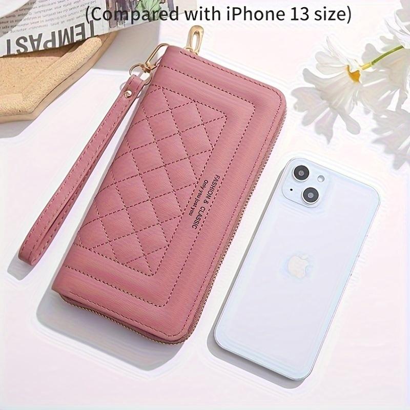 Elegant Quilted PU Clutch Wallet for Women, Urban Style Solid Color, Multi-Functional Large Capacity with Zipper Closure, Artificial Leather