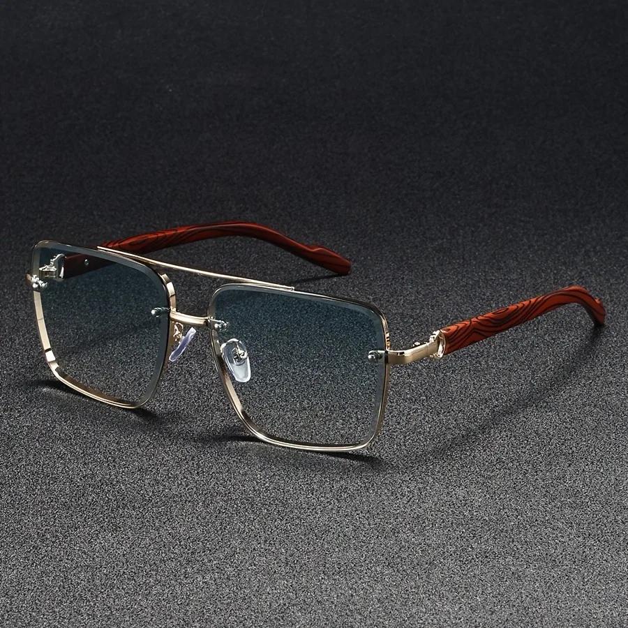 Stylish Vintage Square Metal Shades Women's Original Brand Designer Driving Sunglasses Latest Double Bridge Pilot Sun Eyeglasses