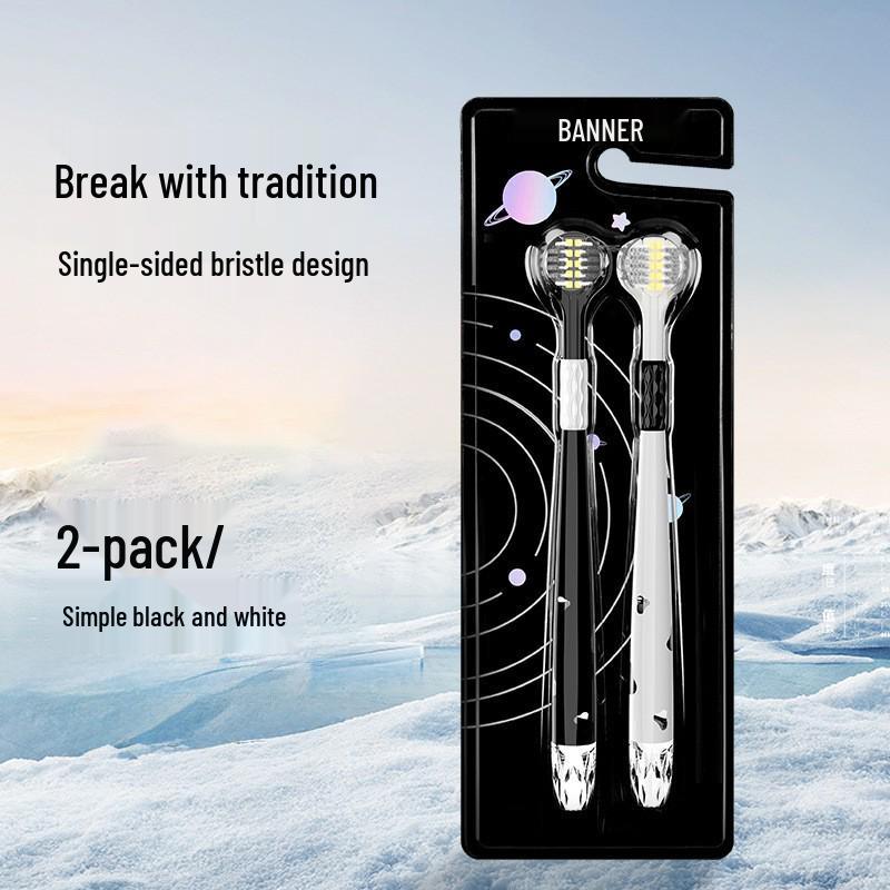 Two-Pack High-Grade Soft Bristle Three-Sided Toothbrush for Adults with Spiral Bristles.