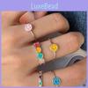 Colorful Drip Glaze Smiley Face Heart Ring For Women Trendy Ins Style Adjustable Fashionable Jewelry