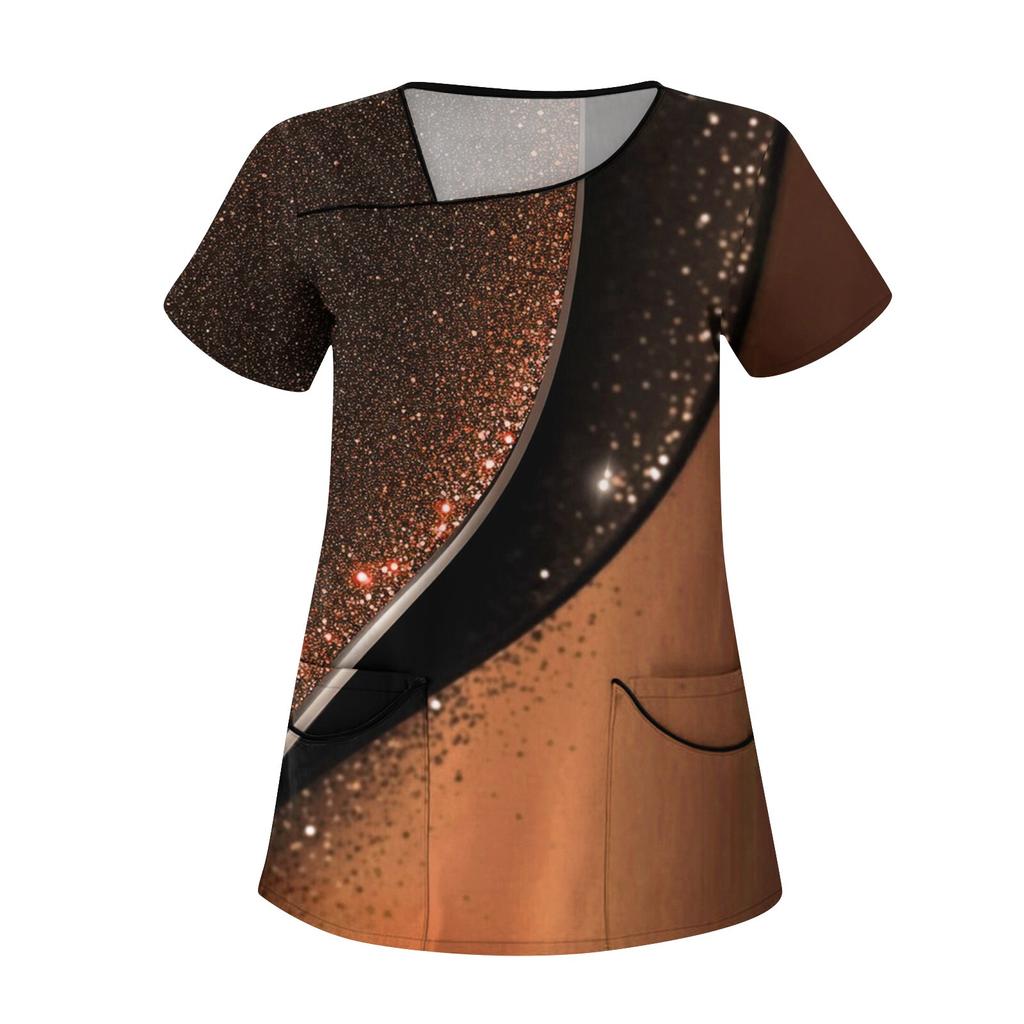 Damenmode Blumendruck Kurzarm Overalls mit Taschen Tops Kleidung