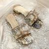 Modische Plateauschuhe mit klobigem Absatz für Damen, Strass-Slipper, Damenschuhe, Komfort, Sommer, Peep-Toe, Damenschuhe Mujer